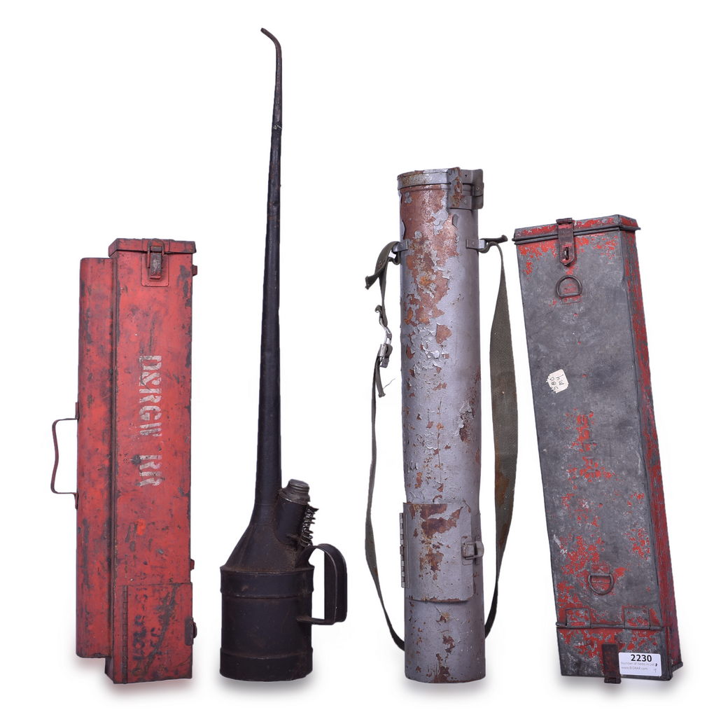 2230 - Three Metal Railroad Flagman Kits and Tall Oil Can - Denver and Rio Grande Western, Seaboard, Unmarked thumbnail