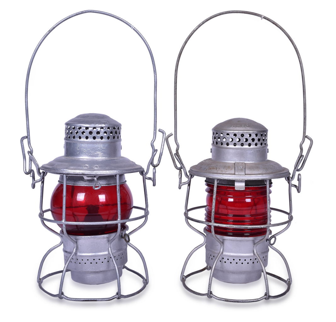 2240 - Pair of Adams & Westlake Railroad Lanterns - Southern Pacific and Western Pacific thumbnail