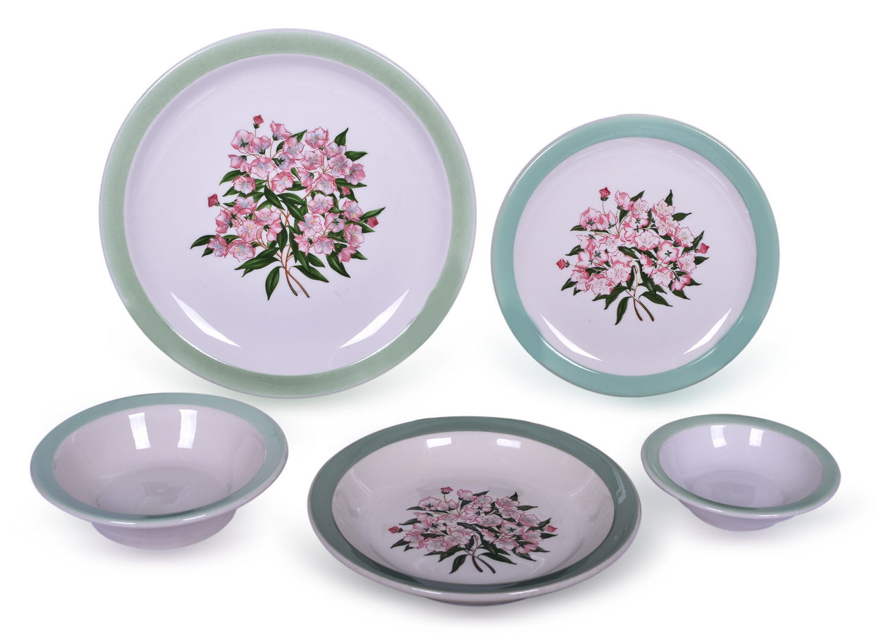 2255 - Pennsylvania Railroad China Mountain Laurel Dinner Plate, Bread Plate, and Bowls thumbnail