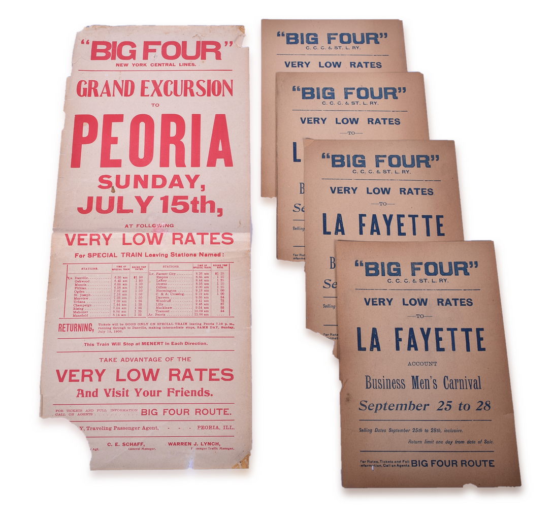 2256 - Five Big Four Railroad Broadsheets - Lafayette, Indiana and Peoria, Illinois thumbnail
