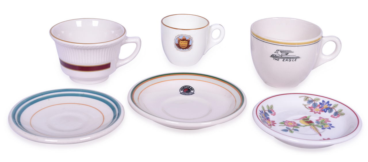 2273 - Six Pieces of Railroad China Cups and Saucers - Texas & Pacific, Northern Pacific, Canadian National, Norfolk & Western, and Southern thumbnail