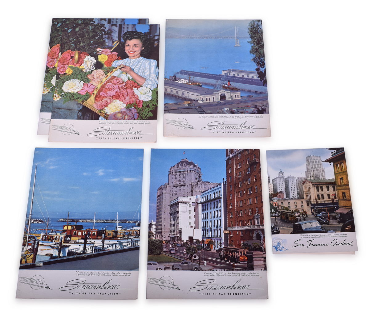 2291 - Six Union Pacific Railroad Dining Car Menus - 1949 San Francisco Winged Streamliner and Overland Limited thumbnail