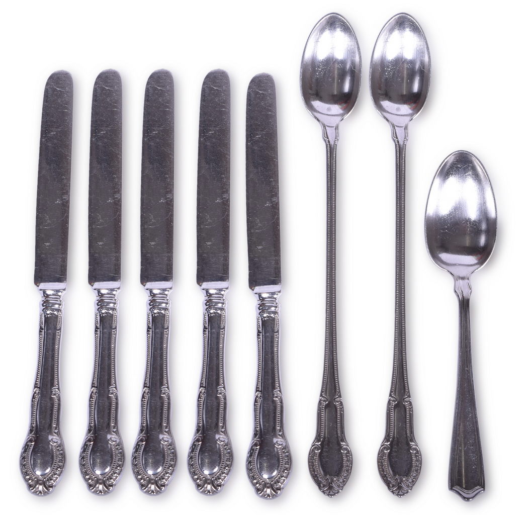 2297 - Gorham Chicago, Rock Island and Pacific Railroad Flatware - Elmwood Teaspoon and Blackstone Iced-Tea Spoons and Knives thumbnail