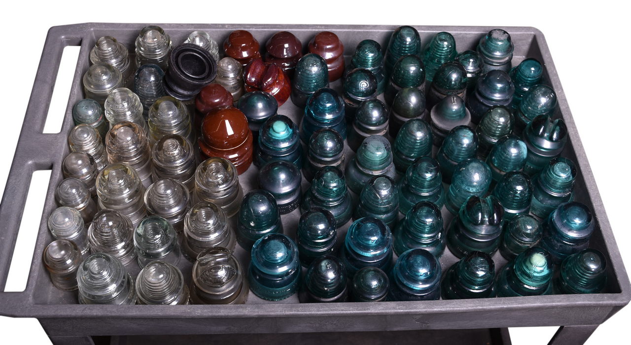 2298 - 135 Glass Railroad / Telegraph Insulators - Brookfield, Hemingray, Thomas, Whitall Tatum, etc. thumbnail
