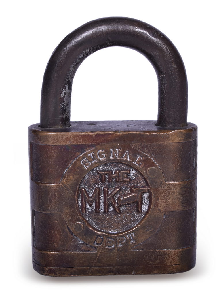 2300 - Missouri, Kansas, and Texas Railroad Yale Signal Department Brass Lock thumbnail