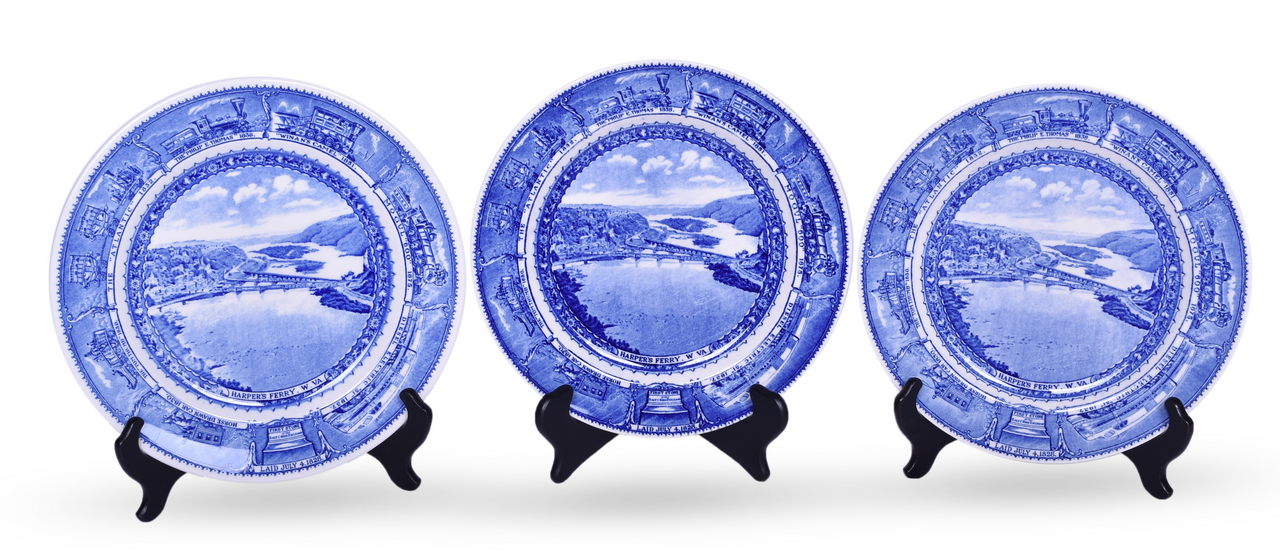 2405 - Three Baltimore & Ohio Railroad China Centenary Harper's Ferry Plates 10 1/2