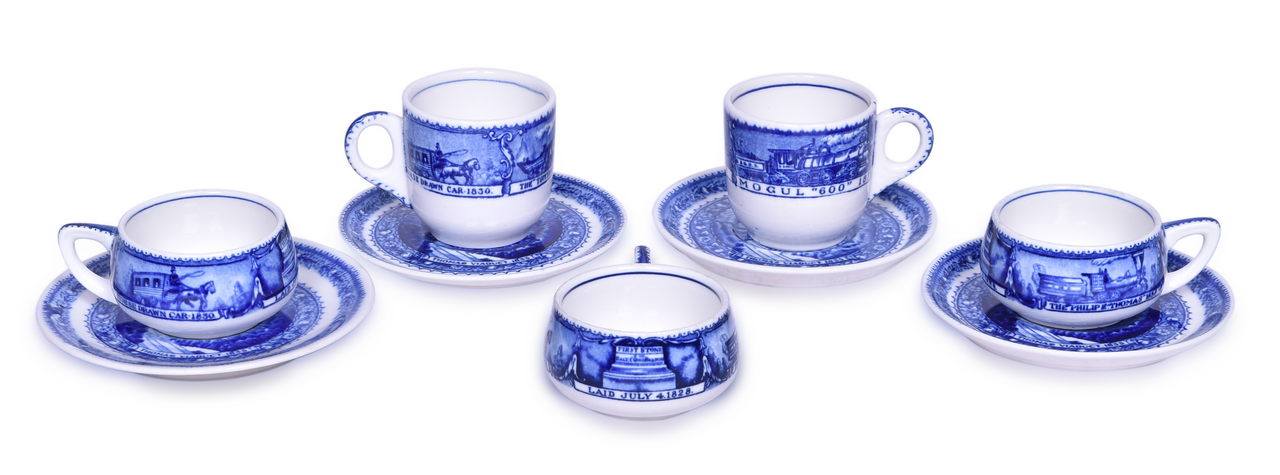 2409 - Nine Pieces of Baltimore & Ohio Railroad Centenary China - Demitasse Cups, Hot Chocolate Cups, and Saucers thumbnail