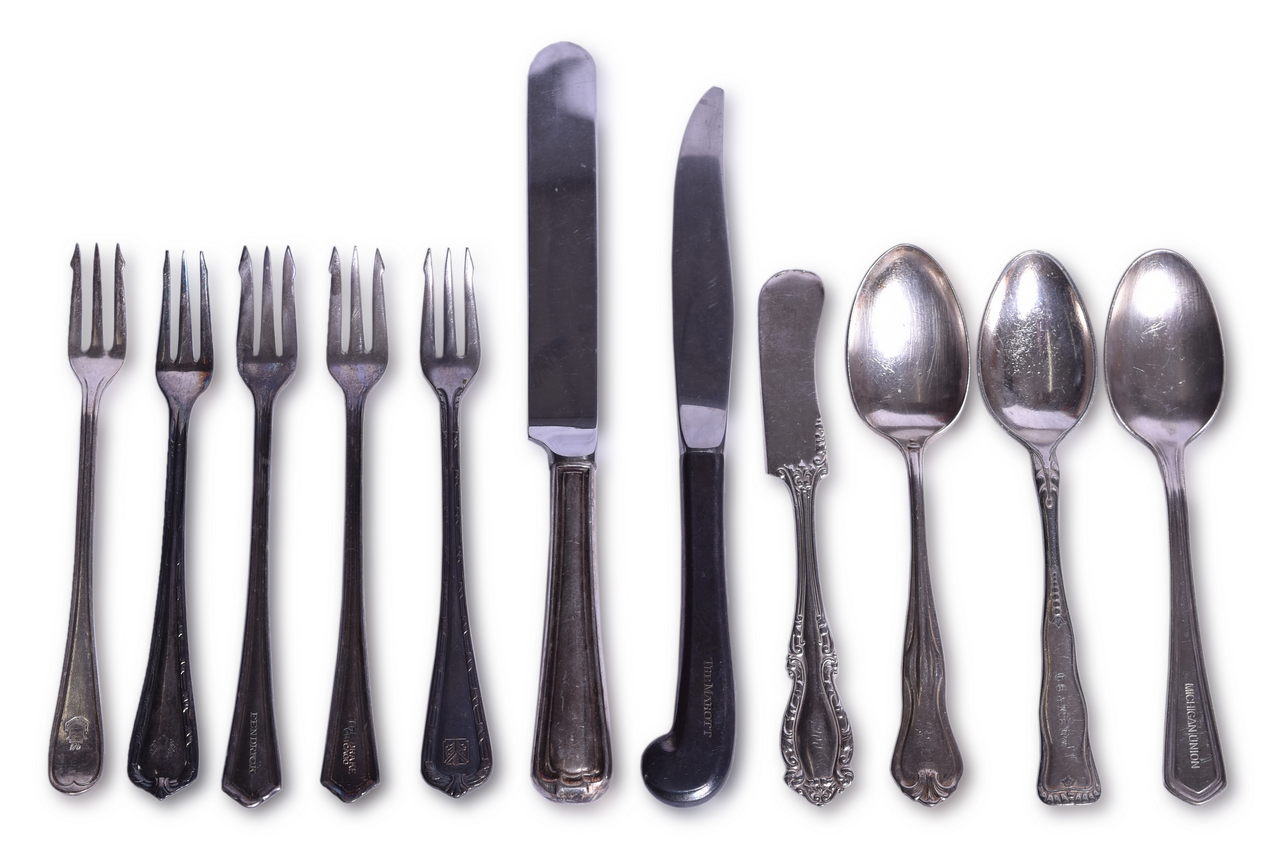 2423 - Eleven Pieces of Midwest Railroad Flatware - Louisville & Nashville, Lake Shore & Michigan Southern, Michigan Union, and More thumbnail