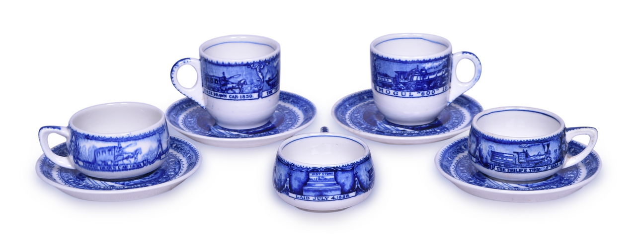 2425 - Nine Pieces of Baltimore & Ohio Railroad Centenary China - Demitasse Cups, Hot Chocolate Cups, and Saucers thumbnail