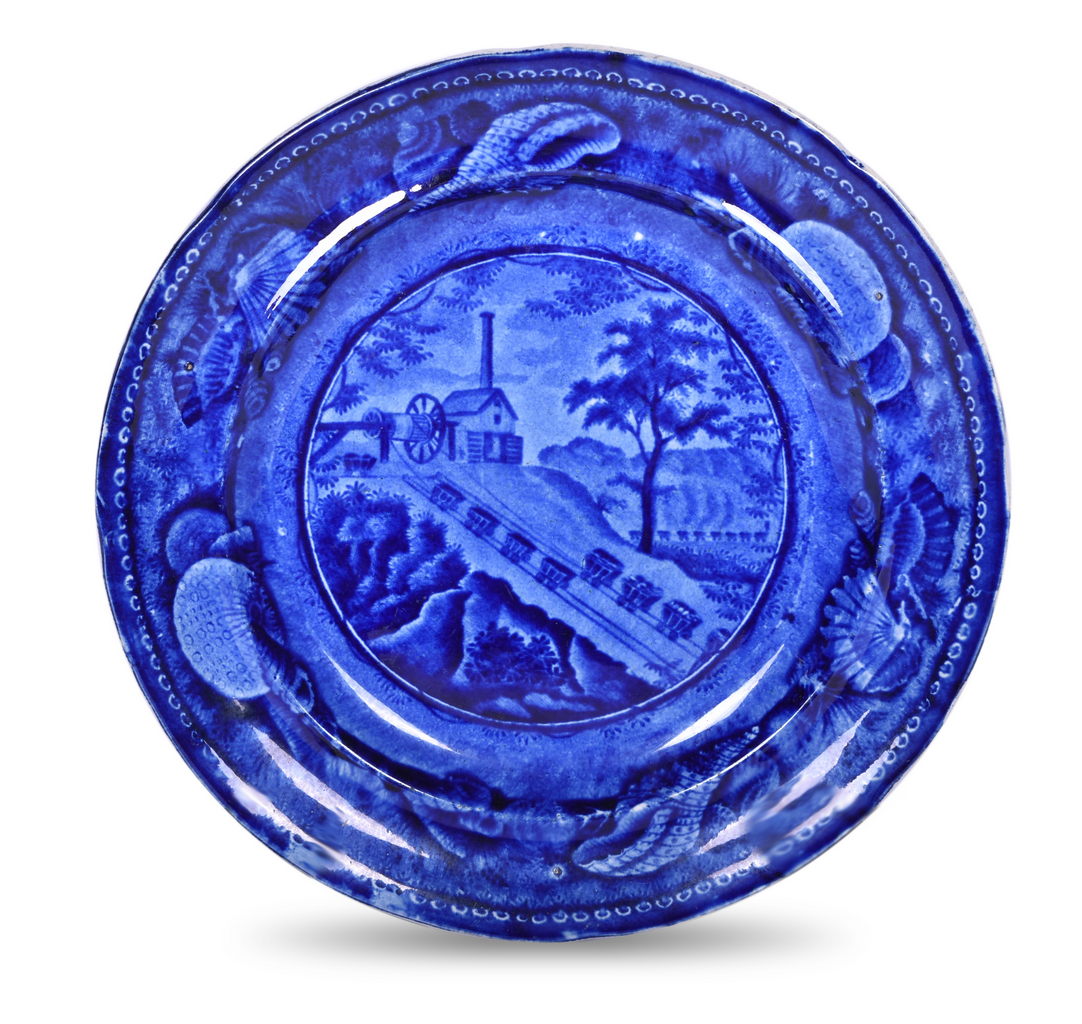 2431 - Staffordshire Historical Blue Transfer Plate Baltimore & Ohio Railroad by Enoch Wood & Sons thumbnail