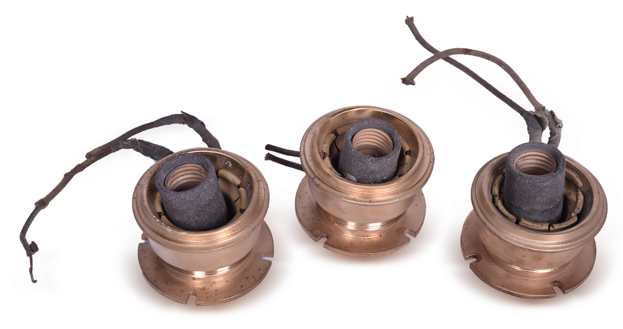 2436 - Group of Three Pullman / Railroad Passenger Car Brass Ceiling Lamps thumbnail