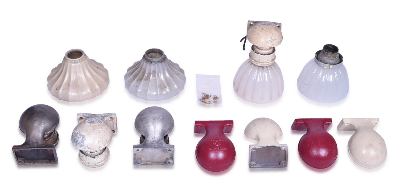 2442 - Group of Cast Metal Railroad Passenger Car Wall Lamps and Lights thumbnail