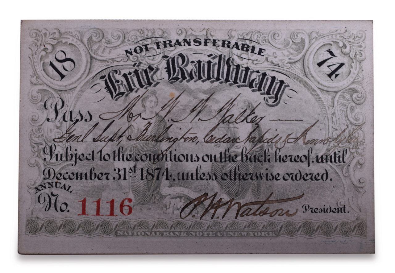2453 - 1874 Erie Railway Annual Pass thumbnail