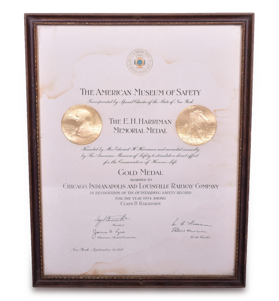 2458 - 1955 Monon Harriman Safety Award Certificate - Made by Tiffany & Co. New York thumbnail