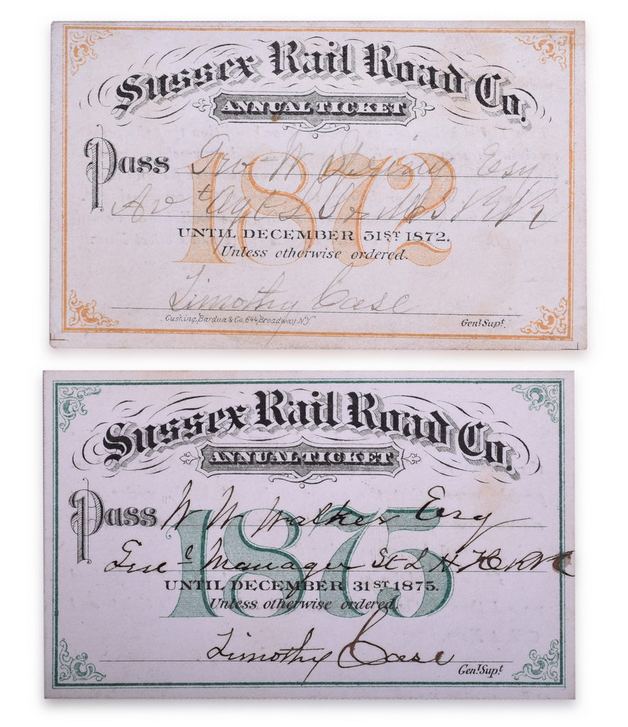 2463 - 1872 and 1875 Sussex Railroad Annual Passes thumbnail