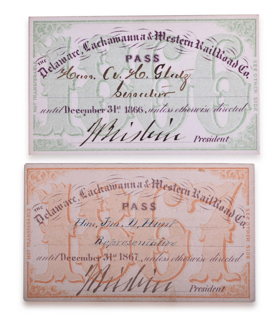 2465 - 1866 and 1867 Delaware, Lackawanna & Western Railroad Annual Passes thumbnail