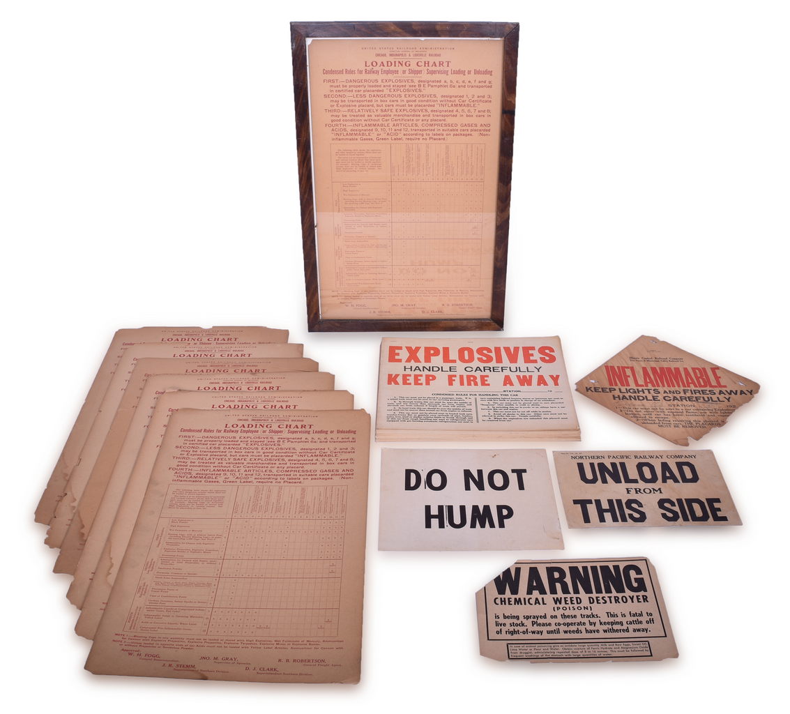 2468 - 32 Railroad Loading Charts and Explosive Placards - Monon, Illinois Central, Northern Pacific, etc. thumbnail