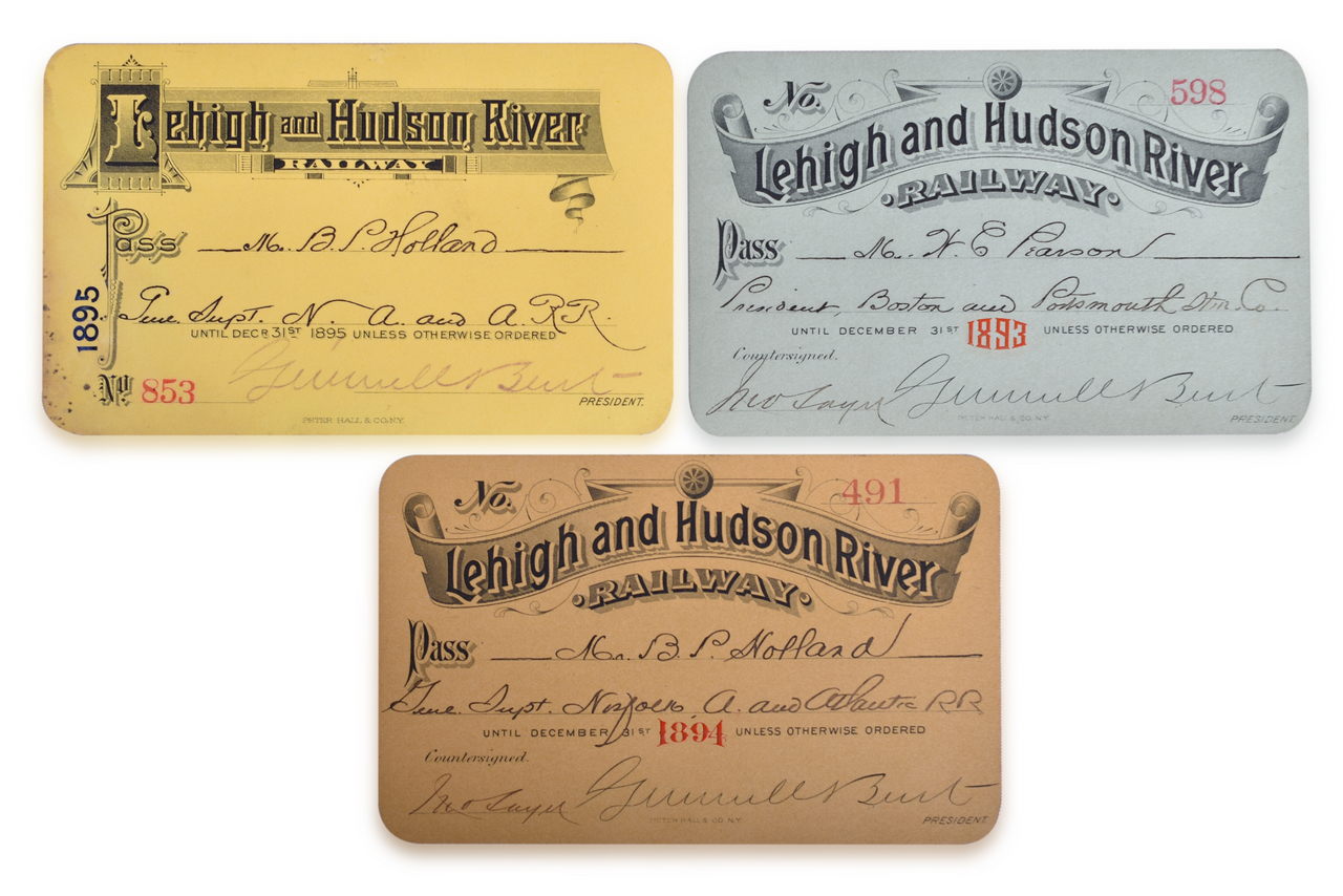 2479 - Three Lehigh & Hudson River Railway Annual Passes - 1893, 1894, 1895 thumbnail