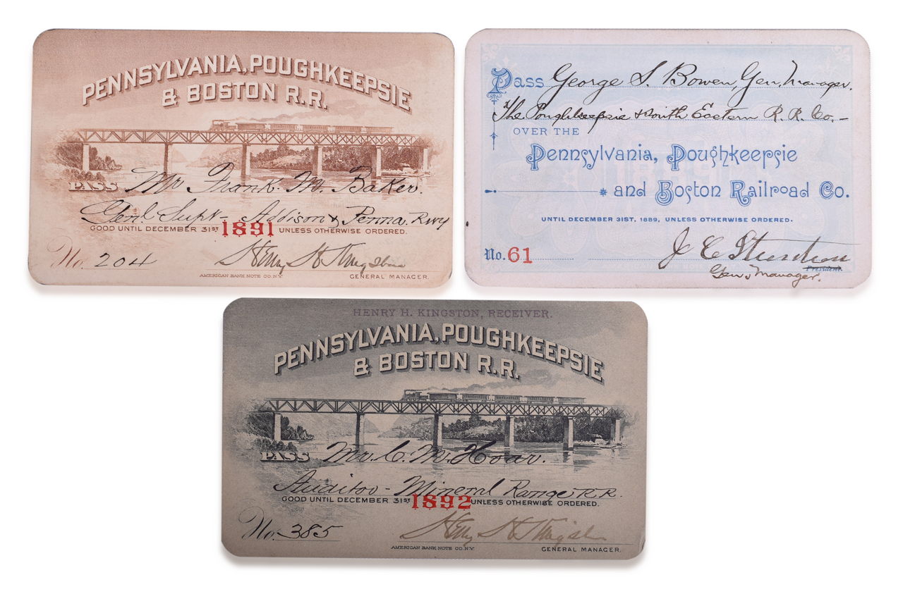 2481 - Three Pennsylvania, Poughkeepsie & Boston Railroad Annual Passes - 1889, 1891, and 1892 thumbnail