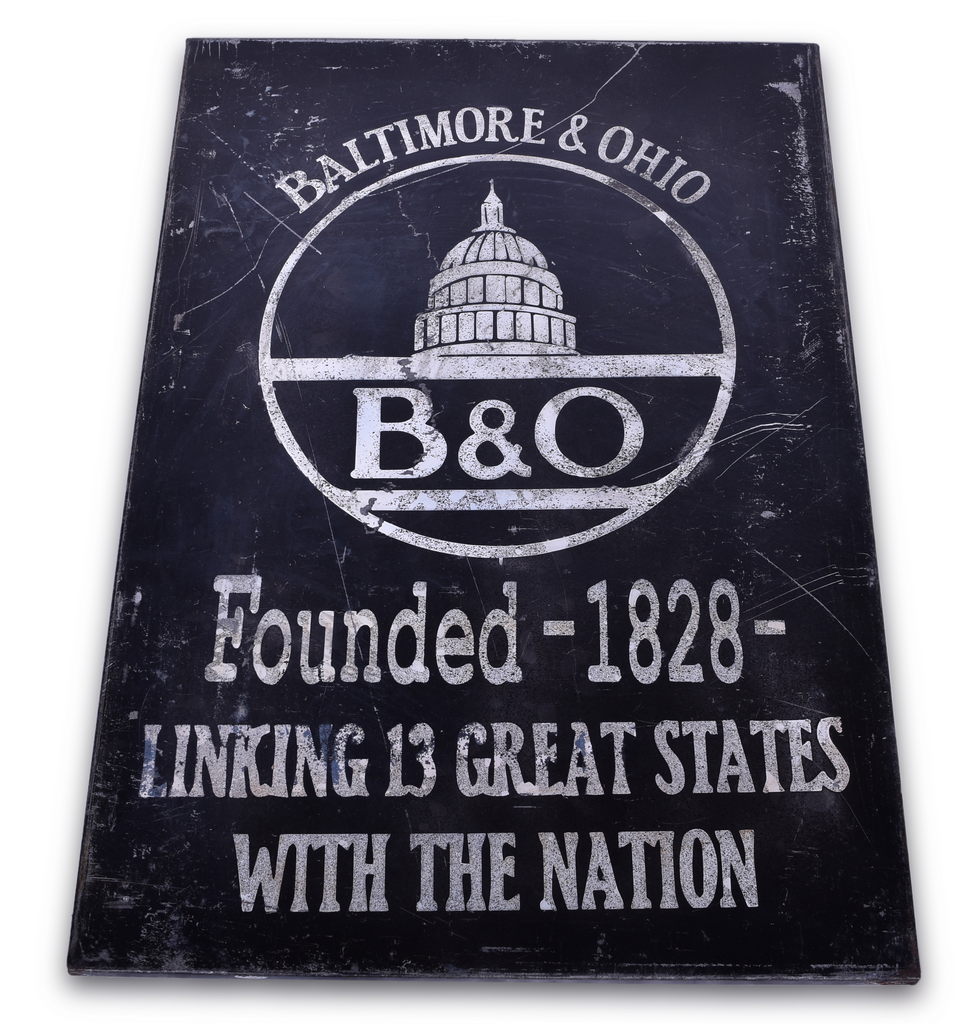 2482 - Reproduction / Fantasy Baltimore and Ohio Railroad Metal Painted Sign thumbnail