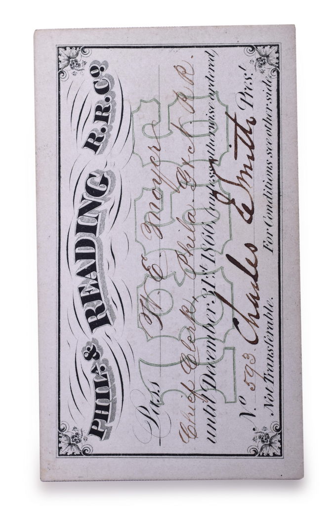 2485 - 1866 Philadelphia & Reading Railroad Annual Pass thumbnail