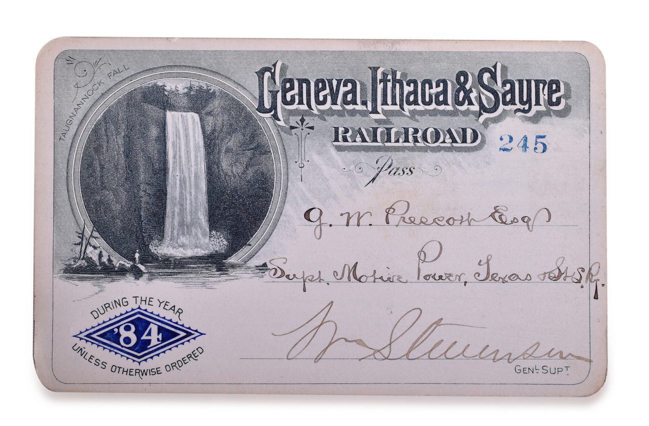 2491 - 1884 Geneva, Ithaca & Sayre Railroad Annual Pass thumbnail