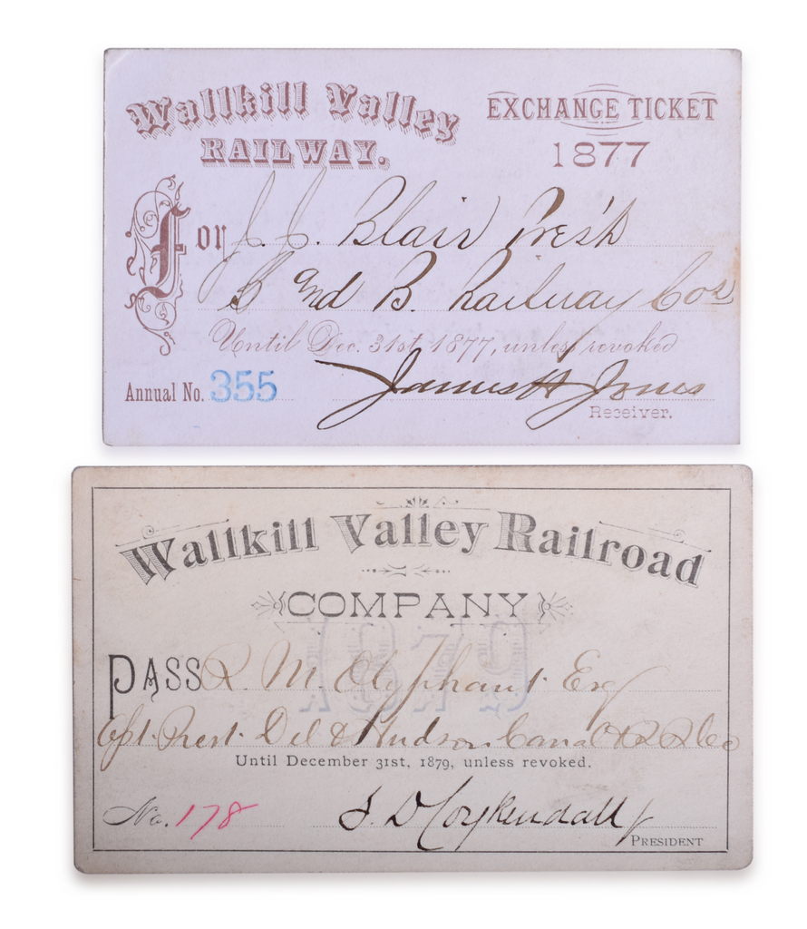 2503 - 1877 and 1879 Wallkill Valley Railroad Annual Passes thumbnail