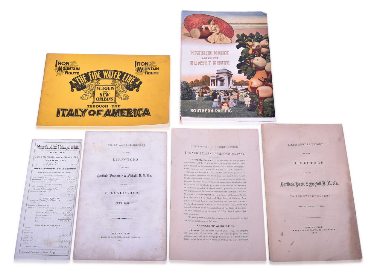 2504 - Railroad Ephemera Group - Hartford, Providence and Fishkill Railroad, Iron Mountain, Southern Pacific, and Jeffersonville, Madison & Indianapolis Railroad thumbnail
