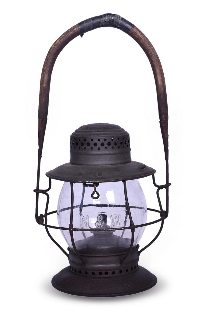 2506 - T.L. Moore Norfolk and Western Railway Bell Bottom Lantern w/ Clear Cast Globe thumbnail