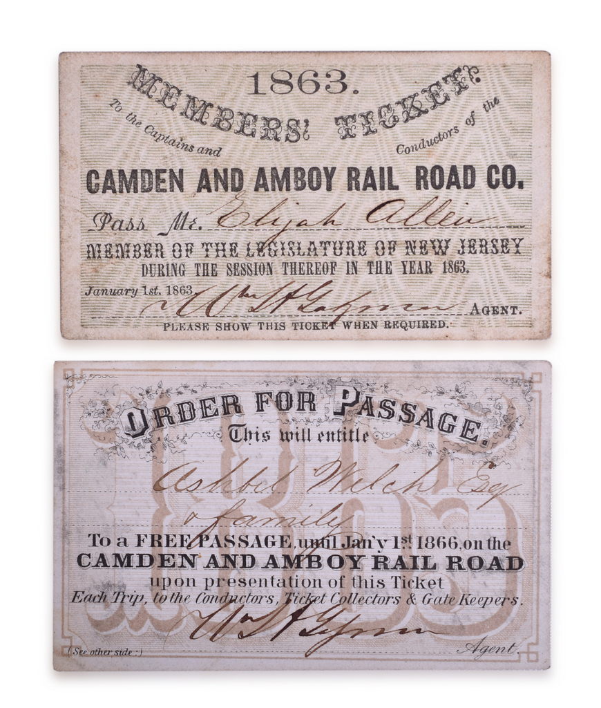 2507 - 1863 and 1865 Camden & Amboy Railroad Annual Passes thumbnail