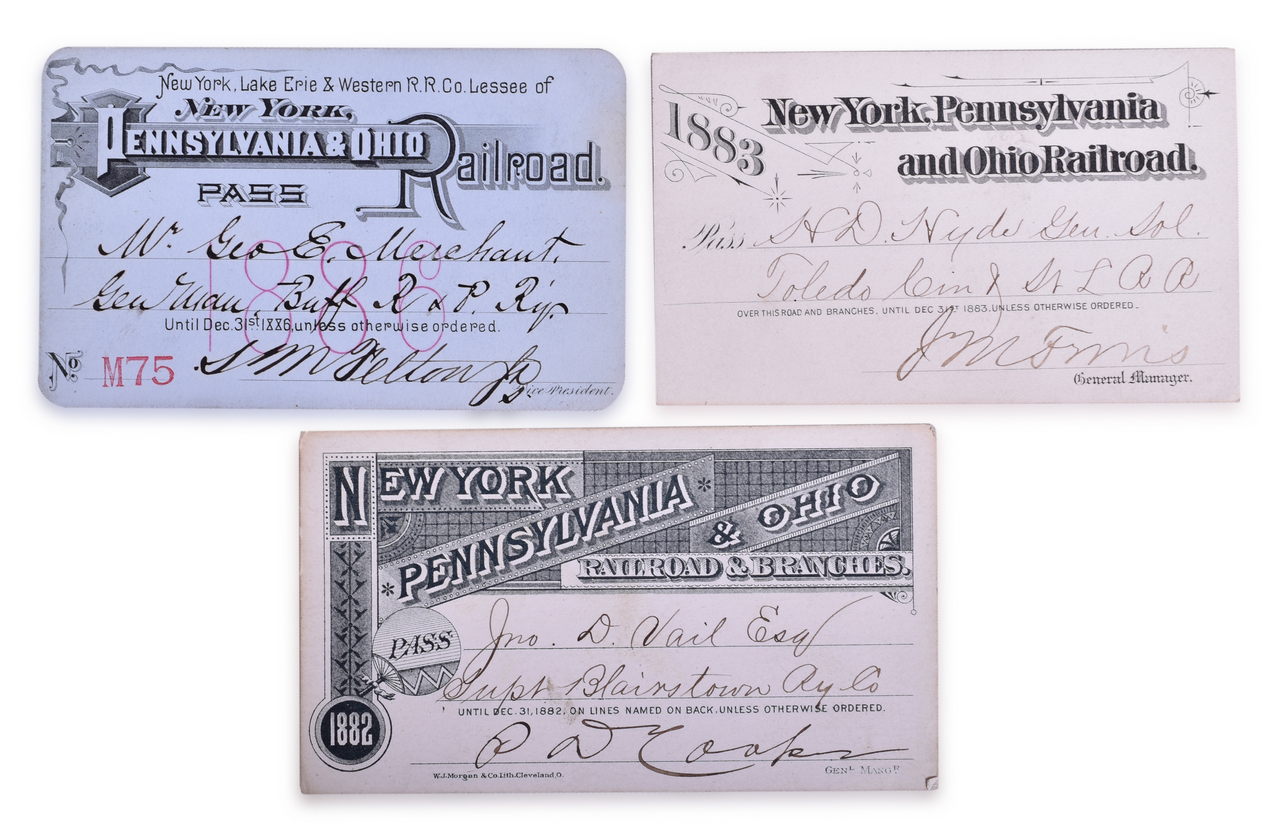 2519 - Three New York, Pennsylvania and Ohio Railroad Annual Passes - 1882, 1883, and 1886 thumbnail