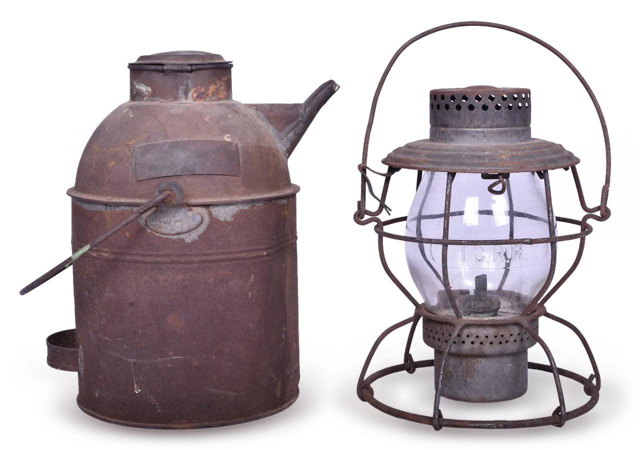 2526 - Handlan Illinois Central Railroad Lantern and Kerosene Canister thumbnail