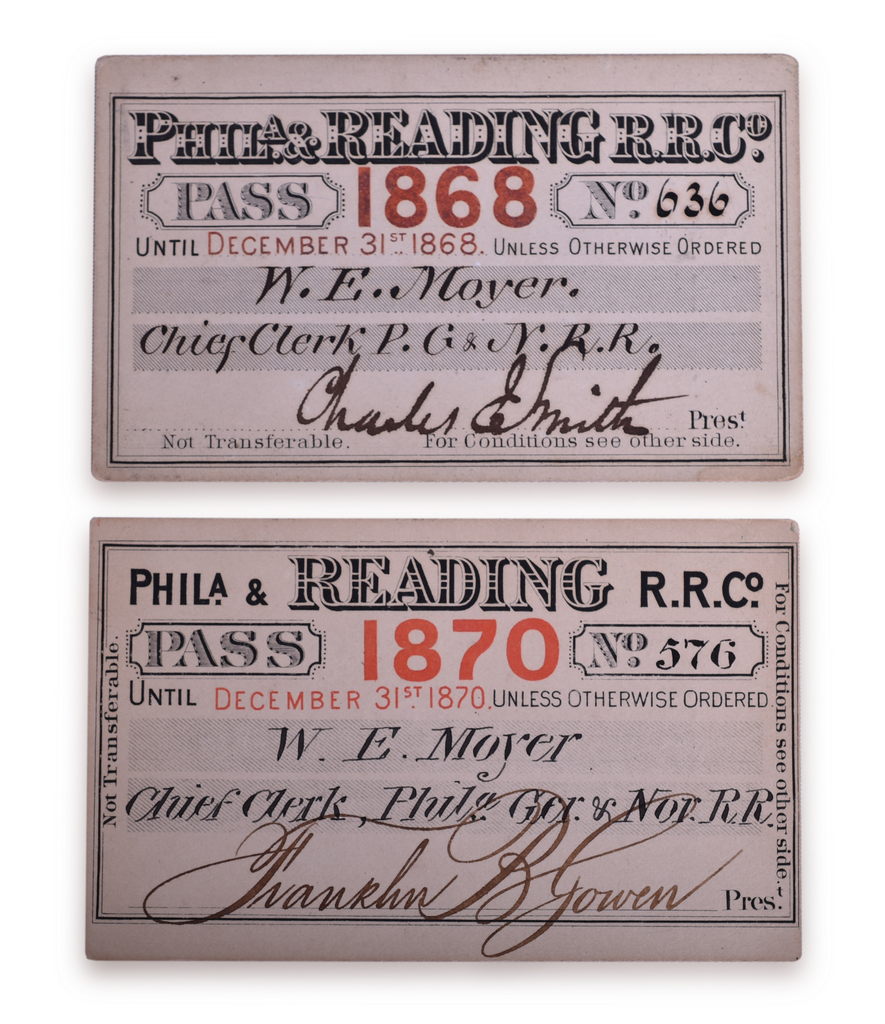 2543 - 1868 and 1870 Philadelphia & Reading Railroad Annual Passes thumbnail