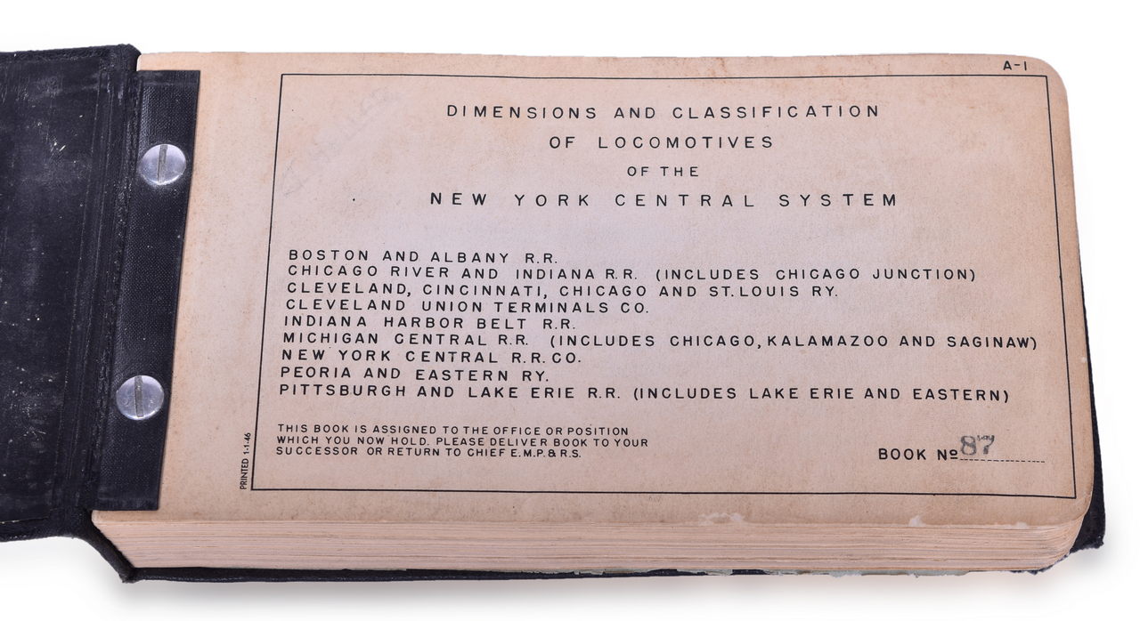 2544 - New York Central Railroad 1944 Locomotive Diagram and Classification Book thumbnail