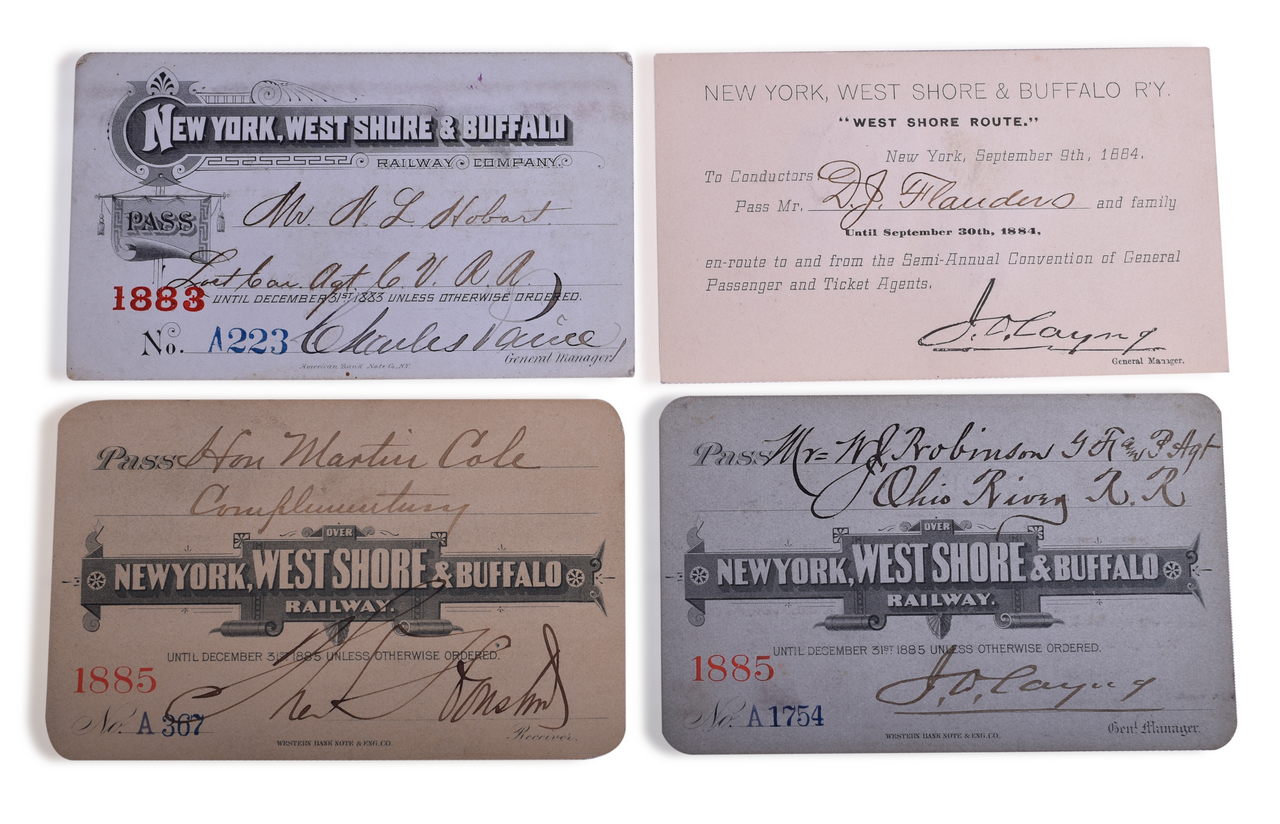 2551 - Four New York, West Shore & Buffalo Railroad Annual Passes - 1883, 1884, and 1885 thumbnail