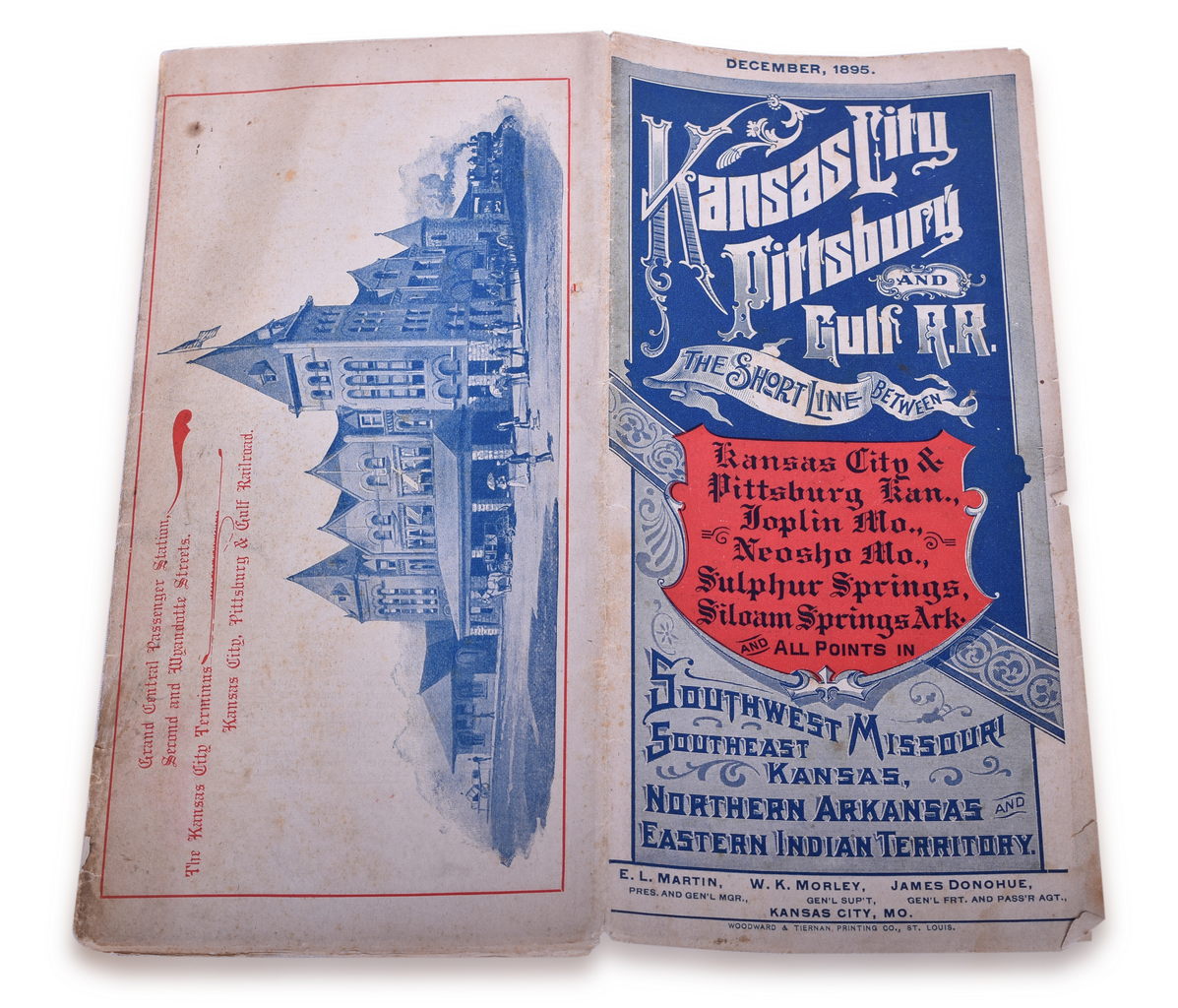 2553 - 1895 Kansas City, Pittsburg & Gulf Railroad Public Timetable thumbnail
