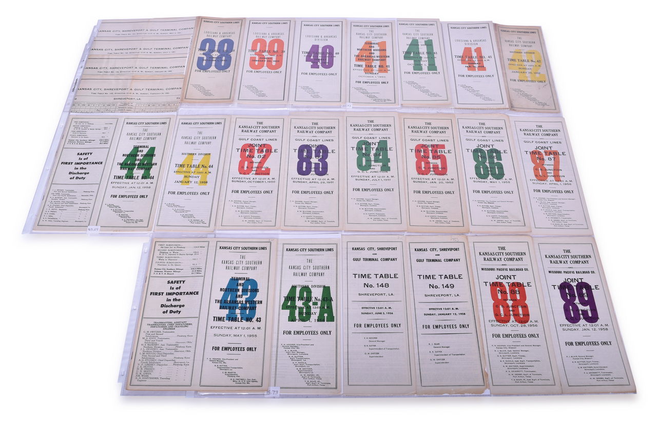 2563 - Twenty-Three Kansas City Southern and Kansas City, Shreveport & Gulf Railway Employee Timetables - 1950 to 1958 thumbnail