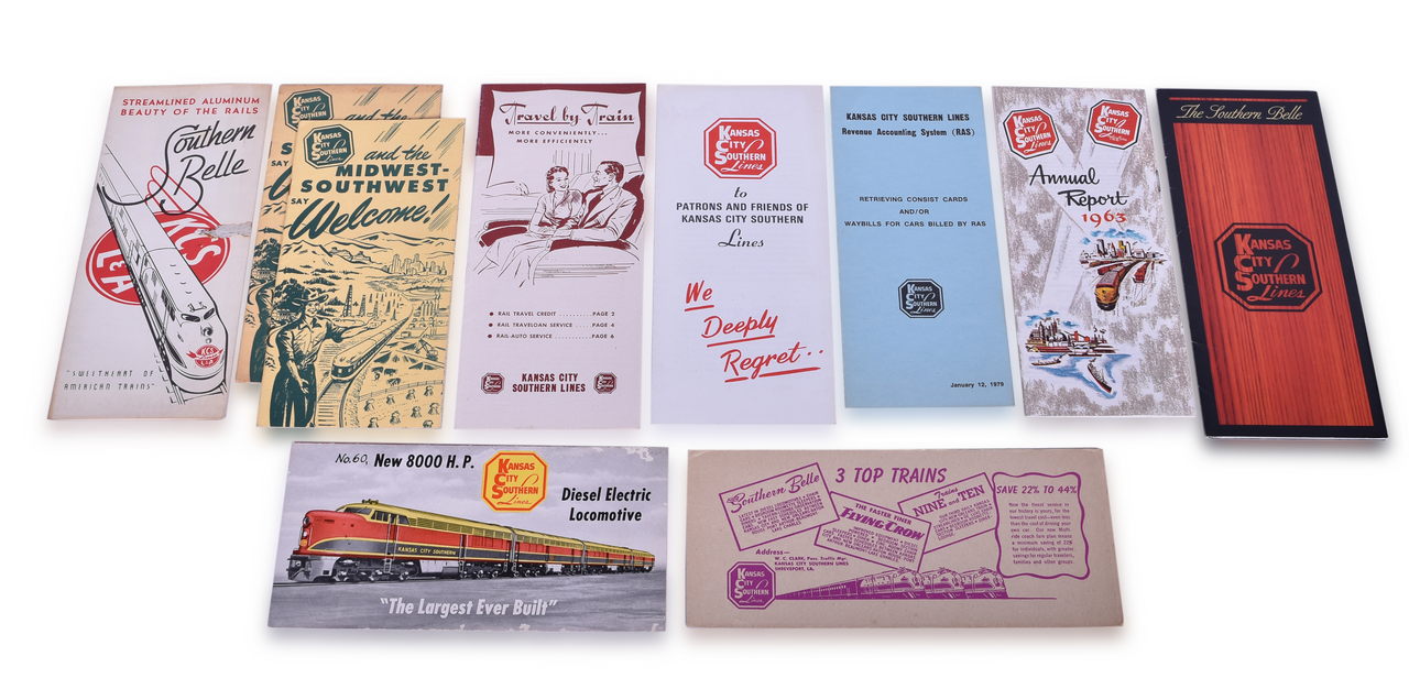 2567 - Ten Kansas City Southern Lines Advertising Brochures, Booklets, Annual Report, and Waybill Instruction Guide thumbnail