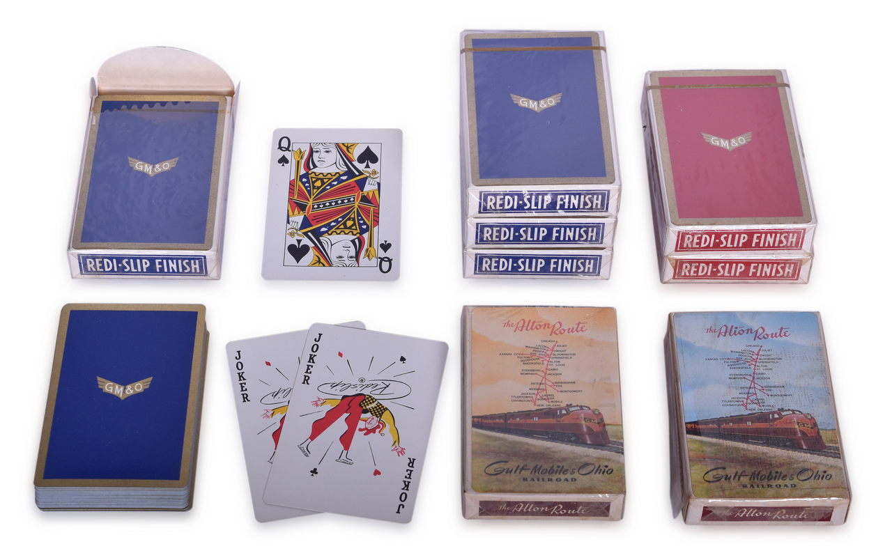 2571 - Eight Gulf, Mobile & Ohio Railroad Playing Card Decks - Alton Route Map and Logo thumbnail