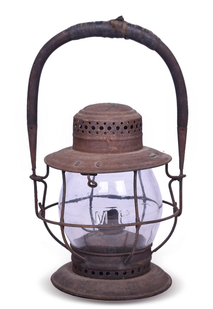 2578 - T.L. Moore Missouri Pacific Railroad Bell Bottom Lantern w/ Clear Cast Globe thumbnail