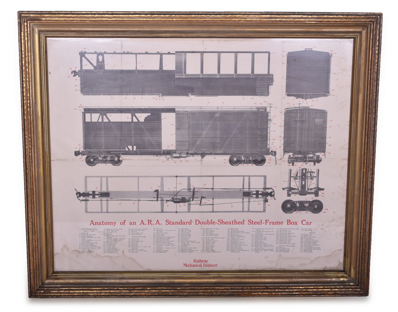2593 - Framed Railway Mechanical Engineer Box Car Diagram - Anatomy of an A.R.A Standard Double Sheathed Steel-Frame Box Car thumbnail