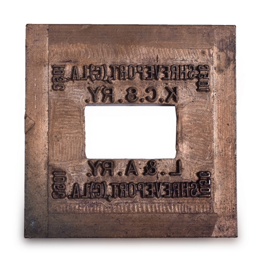 2605 - Kansas City Southern and Louisiana & Arkansas Railway Ticket Dater Die Shreveport 105C thumbnail