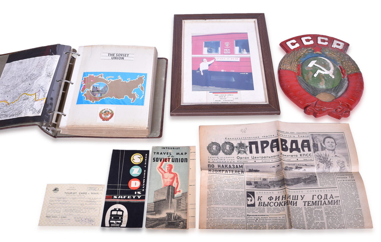 2614 - Russian / CCCP Trans Siberian Railroad Cast Iron Passenger Car Shield and Scrap Book thumbnail