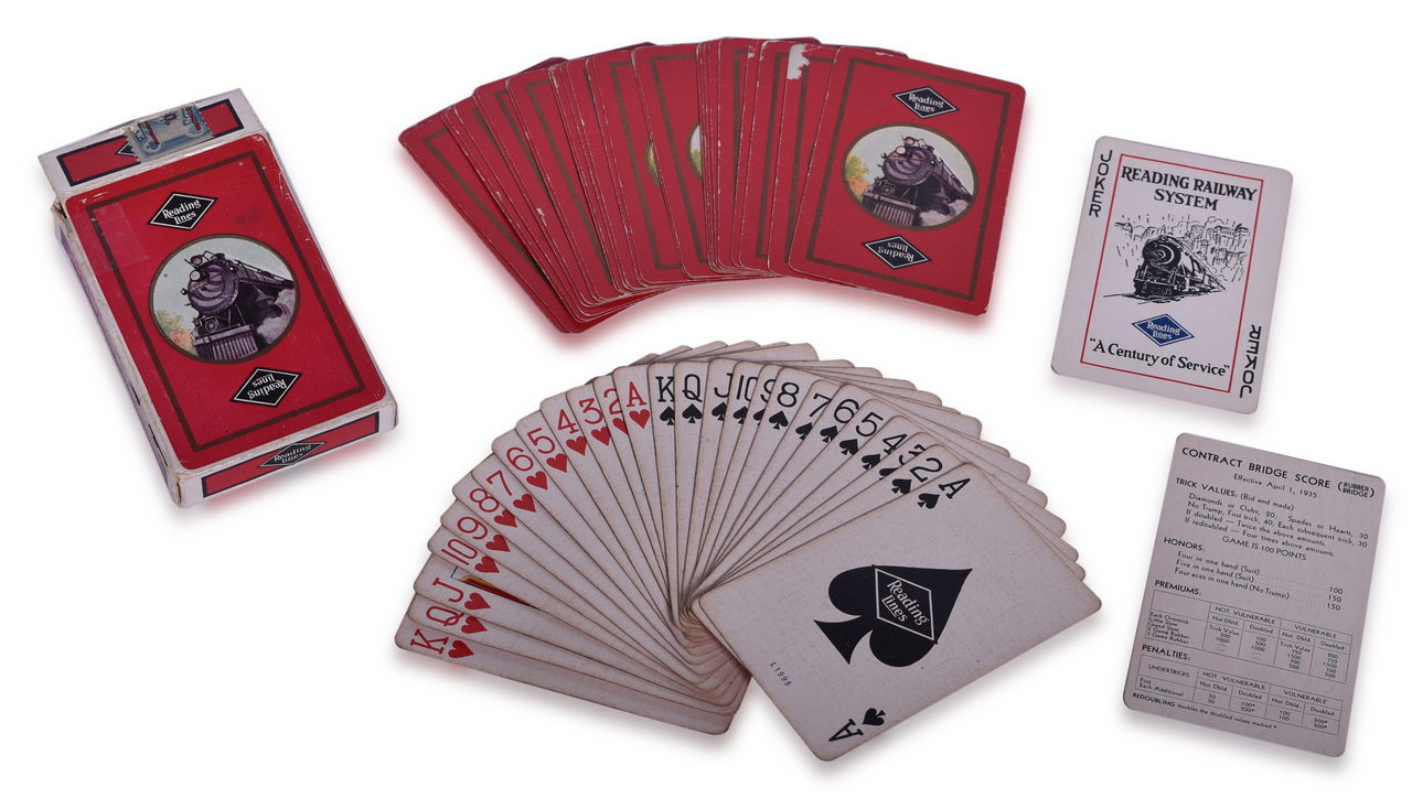 2615 - Reading Lines Railroad Playing Card Deck - Engine & Logo Red Style thumbnail