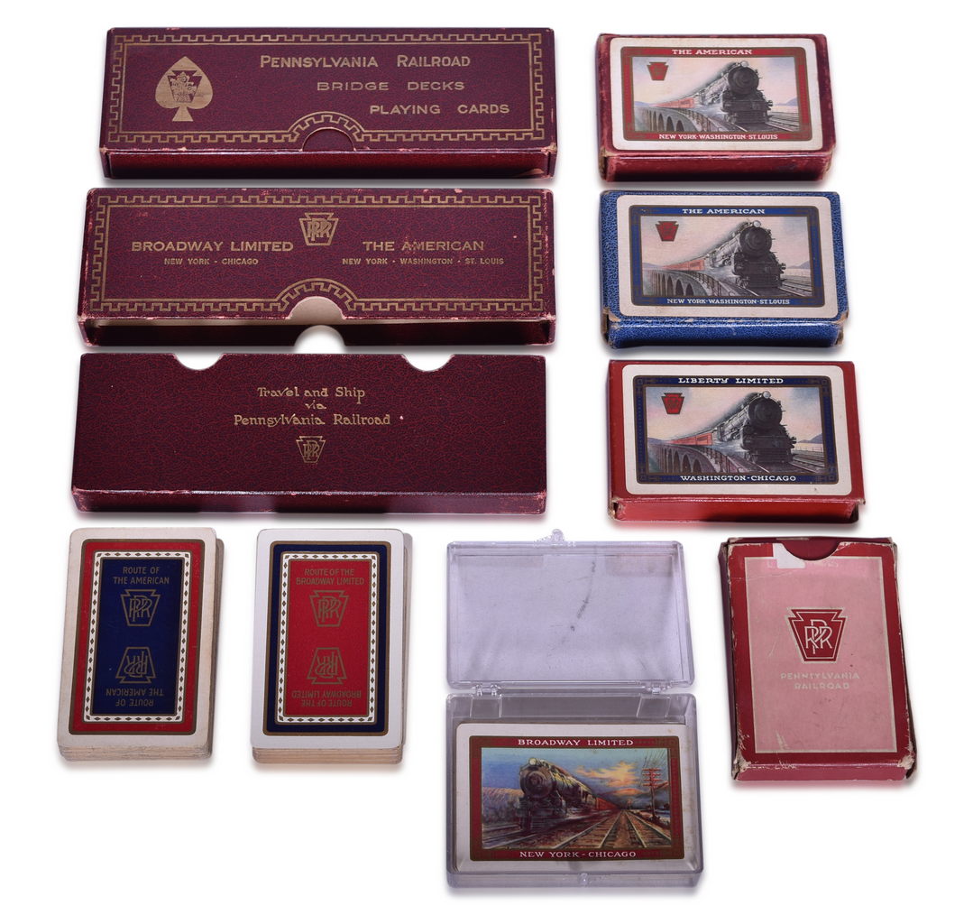 2643 - Nine Pennsylvania Railroad Playing Card Decks - The American, Liberty Limited, Broadway Limited, and Forward thumbnail