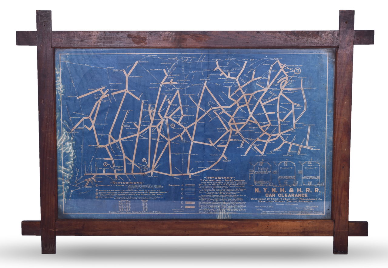 2651 - New York, New Haven and Hartford Railroad Framed Car Clearance Blue Prints Revised 1935 thumbnail