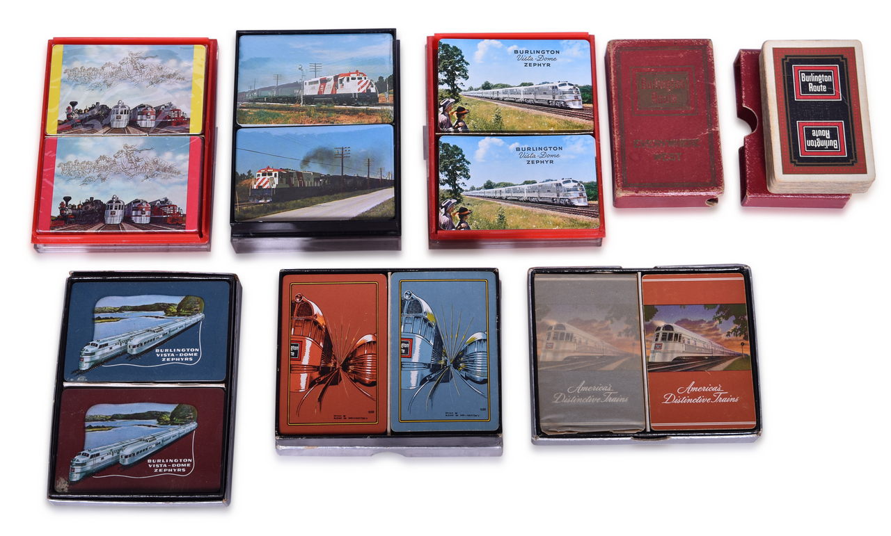 2663 - Thirteen Chicago, Burlington & Quincy Railroad Playing Card Decks - Burlington Route Zephyr thumbnail