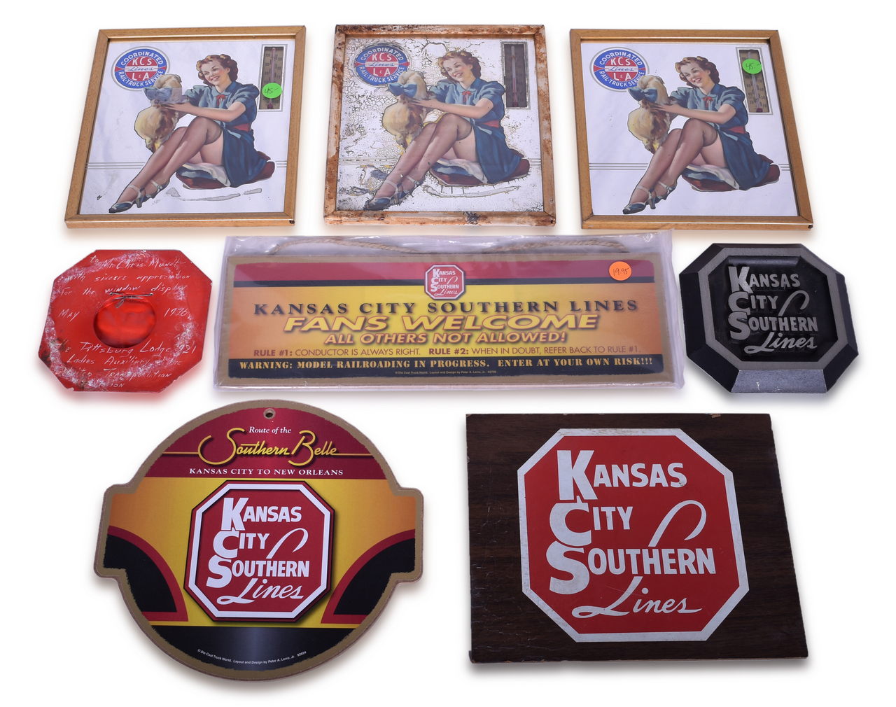 2665 - Eight Kansas City Southern Railroad Wall Signs and Advertisements thumbnail