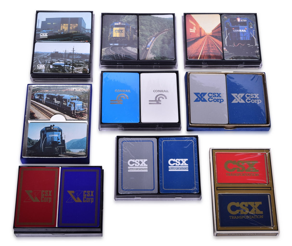 2675 - Twenty-Two Conrail and CSX Railroad Playing Card Double Decks Including New Old Stock thumbnail