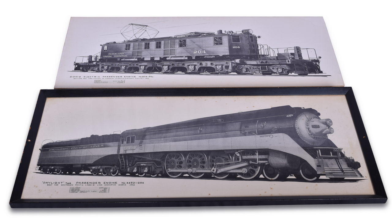 2676 - Two Locomotive Prints - Southern Pacific GS-4 #4450 and Cleveland Union Terminal P1a thumbnail